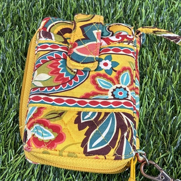 Vera Bradley Zip Around Wristlet Wallet Floral Yellow Multicolor Quilted - Picture 3 of 9